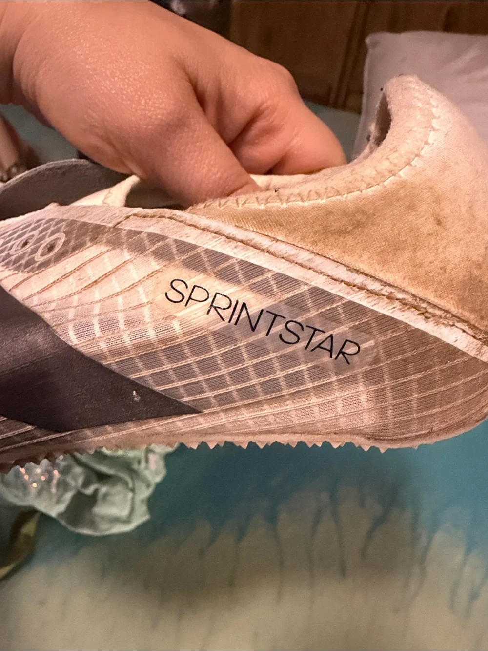 adidas White and Gray Sprint Star Track Shoes - 8.5